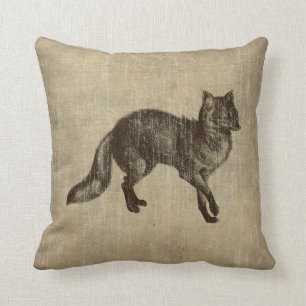 Vintage Fox Throw Pillow