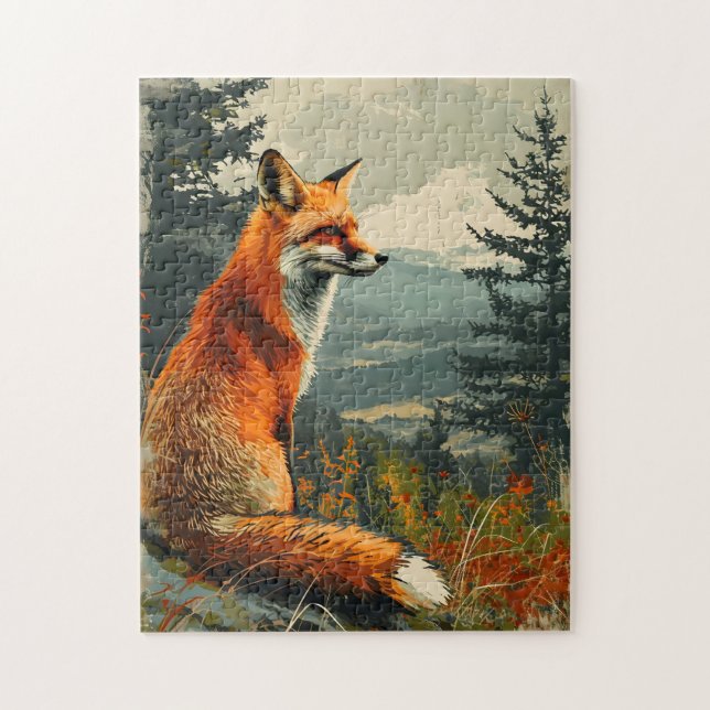 Vintage Fox: Timeless Wildlife Charm Jigsaw Puzzle (Vertical)