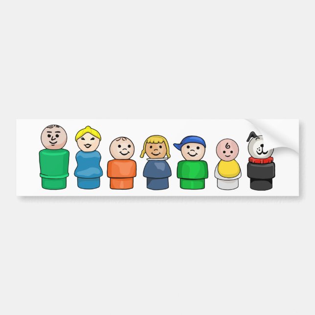 Vintage FP Little People Family Bumper Sticker (Front)