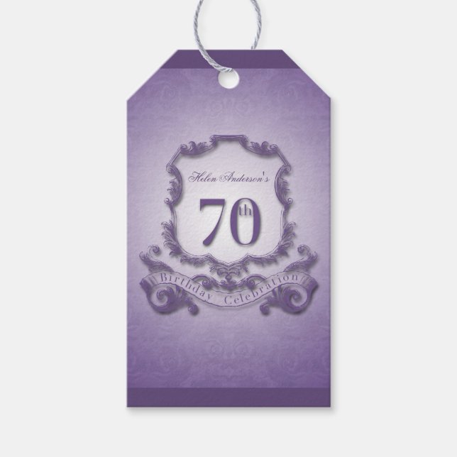 Vintage Frame 70th birthday Thank You Gift Tag (Front)