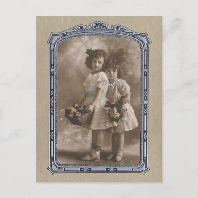 Vintage Frame Adorable Girls Postcard (Front)