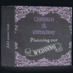 Vintage frame and chalkboard wedding planner binder<br><div class="desc">Purple vintage scroll leaf frame and chalkboard wedding planner/organizer binder featuring a lilac purple vintage frame of scroll leaves on a charcoal grey chalkboard or blackboard background and your text in a white scroll banner. A modern and contemporary approach to a vintage theme. This retro template design is part of...</div>