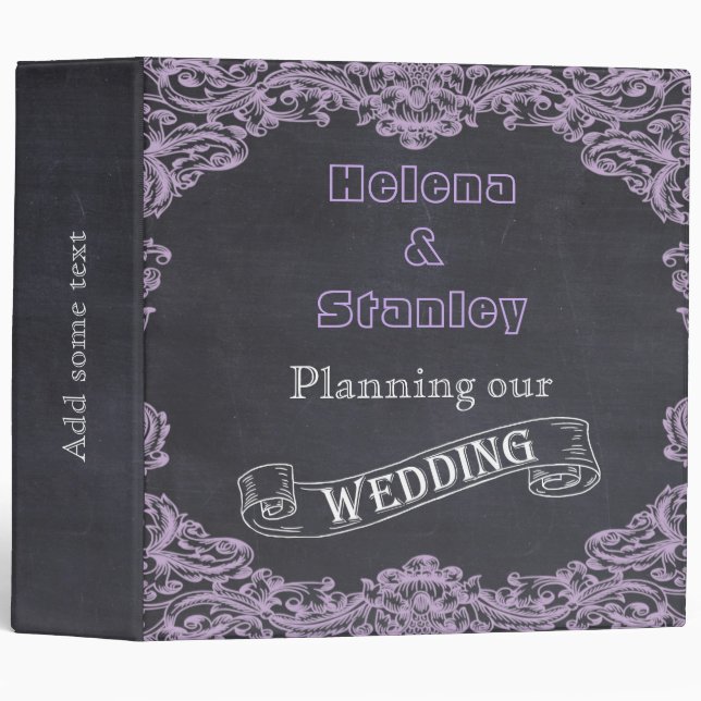 Vintage frame and chalkboard wedding planner binder (Front/Spine)