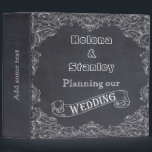 Vintage frame and chalkboard wedding planner binder<br><div class="desc">Vintage scroll leaf frame and chalkboard wedding planner/organizer binder featuring a white vintage frame of scroll leaves on a charcoal grey chalkboard or blackboard background and your text in a scroll banner. A modern and contemporary approach to a vintage theme. This retro template design is part of a wedding set,...</div>