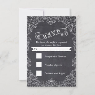 Vintage frame and chalkboard wedding RSVP