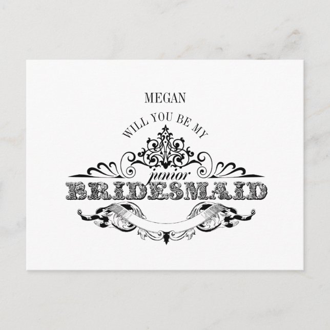 Vintage Frame Be My Junior Bridesmaid Card (Front)