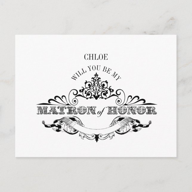 Vintage Frame Be My Matron of Honour Card (Front)