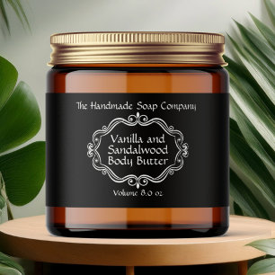 Vintage Frame Black Cosmetics Jar Label