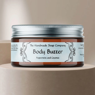 Vintage Frame Blue Parchment Body Butter Jar Label