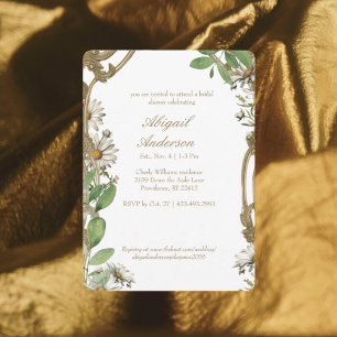 Vintage Frame Daisies Personalized Bridal Shower Invitation
