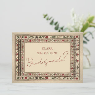 Vintage Frame Ethnic Motif Wedding Bridesmade Invitation