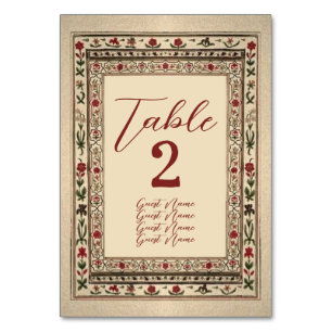 Vintage Frame Ethnic Motif Wedding Table Number