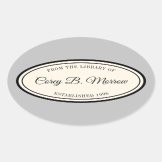 Vintage Frame "From the Library Of" Oval Bookplate Oval Sticker