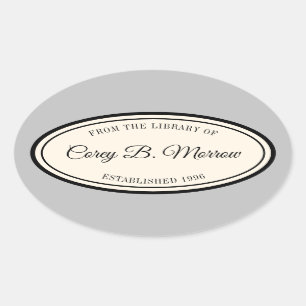Vintage Frame "From the Library Of" Oval Bookplate Sticker