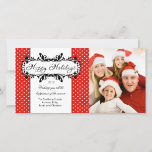 Vintage Frame Fun Dots Holiday Photo Card