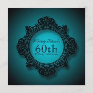 Vintage Frame in Blue - 60th Birthday Celebration Invitation