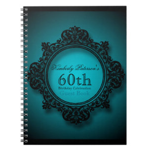 Vintage Frame in Blue 60th Birthday Guest Book