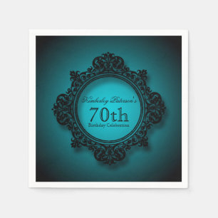 Vintage Frame in Blue - 70th Birthday Paper Napkin