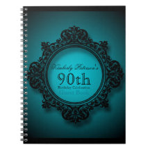Vintage Frame in Blue - 90th Birthday Guest Book