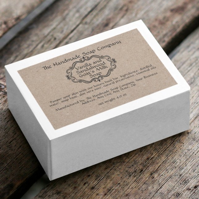 Vintage Frame Kraft Paper Style Soap Box Label (Creator Uploaded)