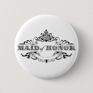 Vintage Frame Maid of Honour Bridal Party Wedding 2 Inch Round Button