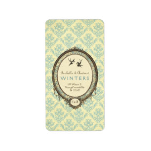 Vintage Frame on Damask Address Label