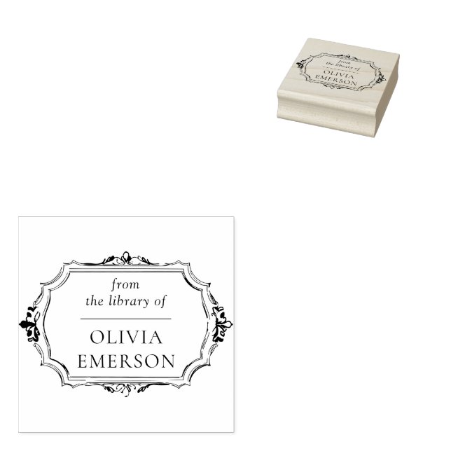 Vintage Frame Personalized Teacher Book Stamp (Stamped)