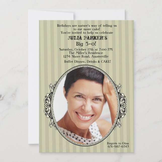 Vintage Frame Photo Birthday Party Invitation (Front)