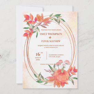  vintage frame Pumpkin autumn Leaves Fall Wedding 