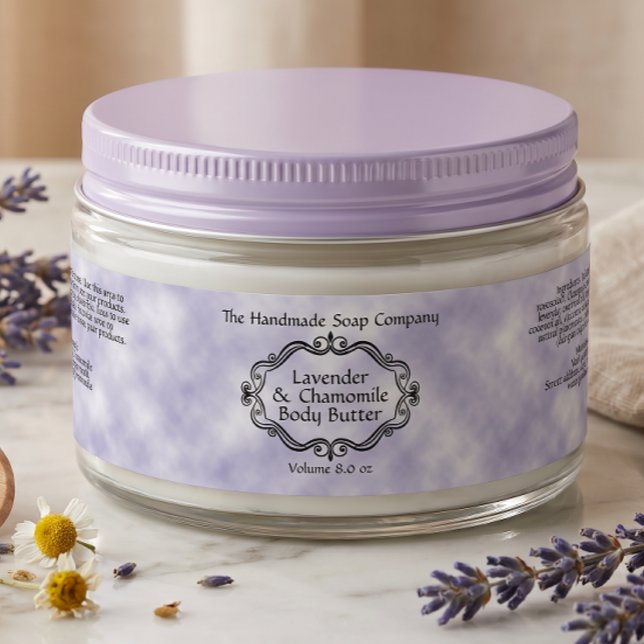 Vintage Frame Purple Parchment Cosmetics Jar Label (Creator Uploaded)