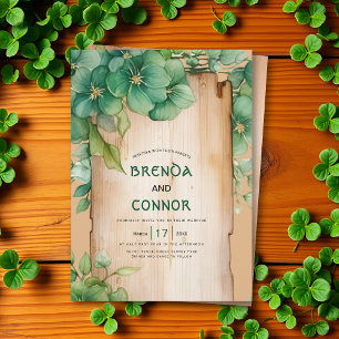 Vintage frame QR code St Patrick's Day wedding Invitation