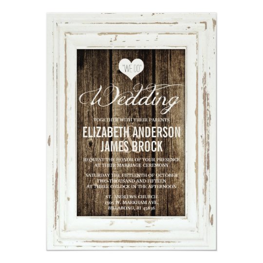 Vintage Frame Rustic Wood Wedding Invitation