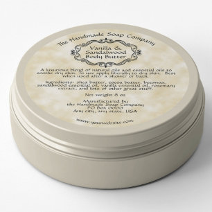 Vintage Frame Tan Parchment Body Butter Jar Label
