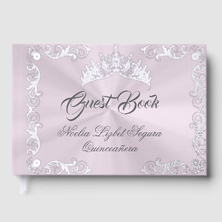 Vintage Frame & Tiara - Pastel Pink Guest Book