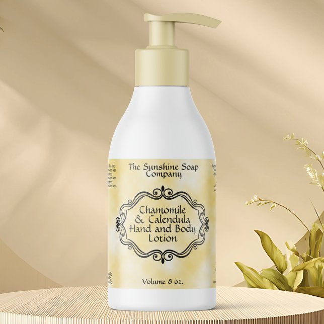 Vintage Frame Yellow Parchment Cosmetics Bottle Sticker (Creator Uploaded)