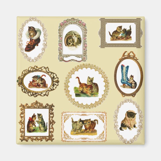 Vintage Framed Cats Magnet (Front)