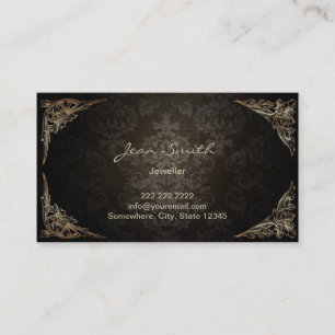 Vintage Framed Dark Damask Jewellery Business Card