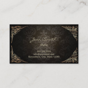 Vintage Framed Dark Damask Stylist Business Card