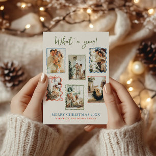 Vintage Frames Family Photo Collage Christmas Card