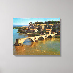 Vintage France, Avignon, broken bridge Canvas Print