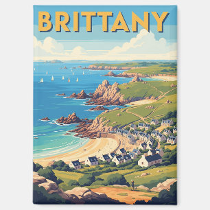 Vintage France Brittany Beach Postcard Magnet