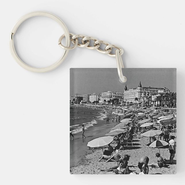 Vintage France Cannes the beach Keychain (Front)