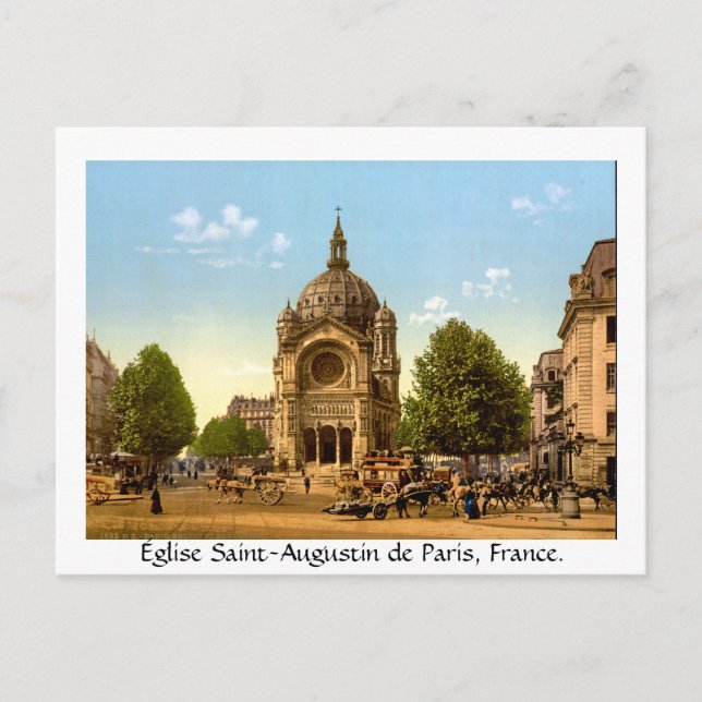 Vintage France, Église Saint-Augustin de Paris Postcard (Front)