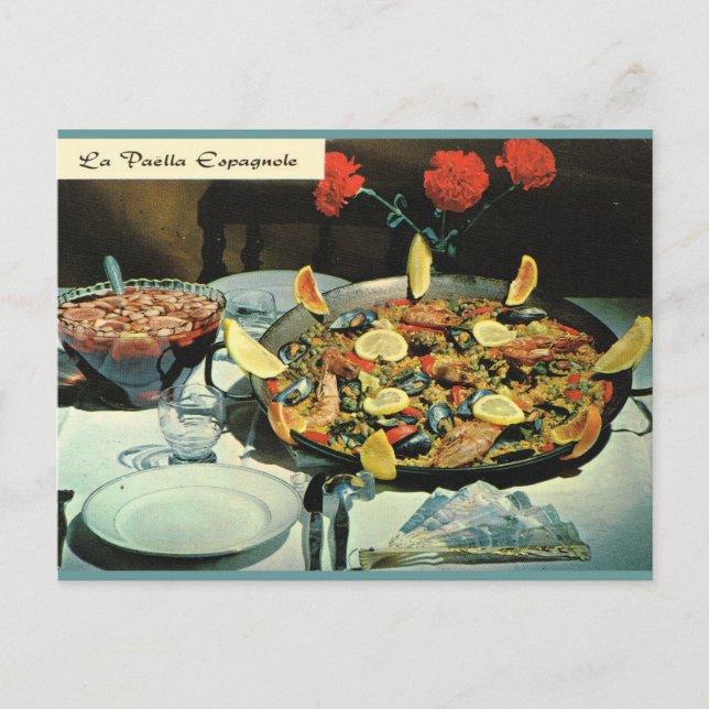 Vintage France, food, Le Paella espagnole Postcard (Front)