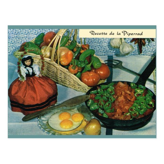 Vintage France, food, recette de la Piperrad Postcard