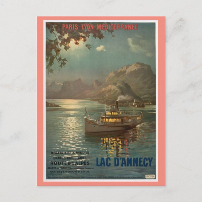 Vintage France Lake Annecy French Travel Postcard (Front)