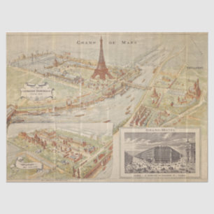 Vintage France Map Tissue Paper or Decoupage