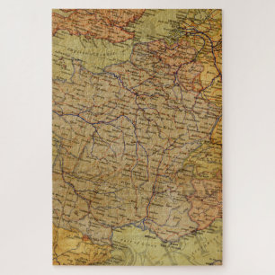 Vintage France Map with Ephemera Jigsaw Puzzle
