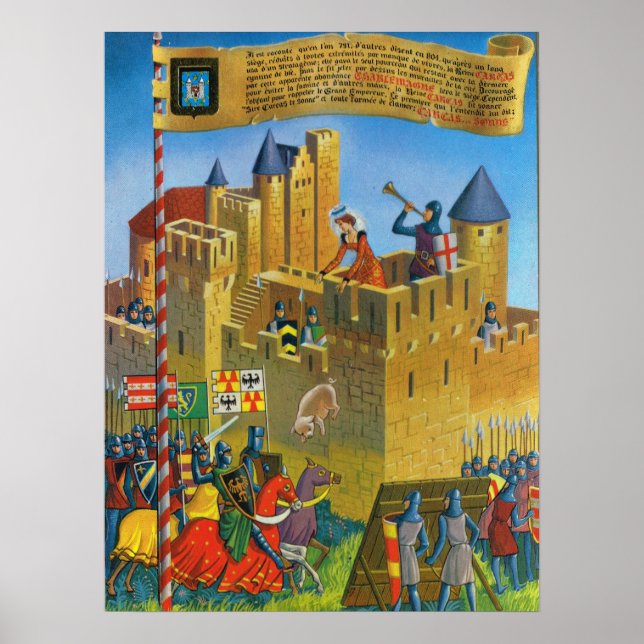 Vintage France, Medieval Carassonne Poster (Front)