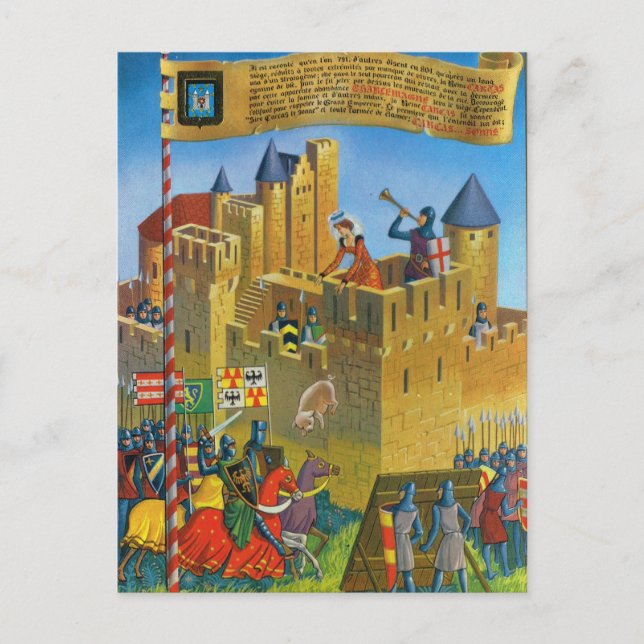 Vintage France Medieval Carcassonne Postcard (Front)